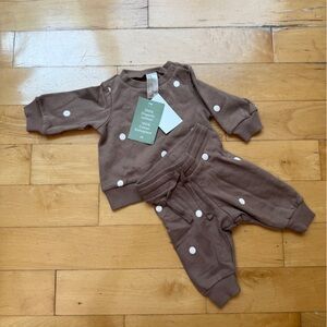 H&M BRAND NEW Brown Baby Outfit with White Dots